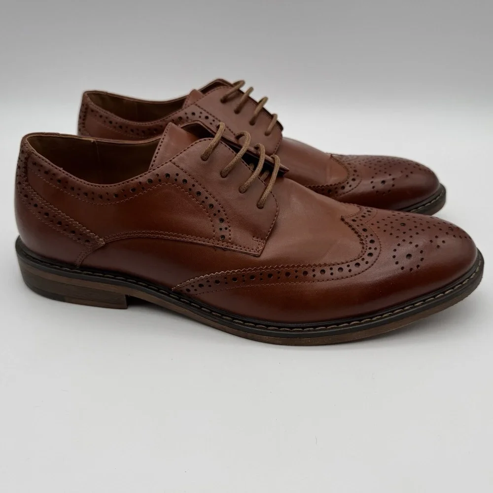 Temeshu Men's US Size 9.5‎ Brown Dress Shoes Casual Oxford Business Formal Shoes